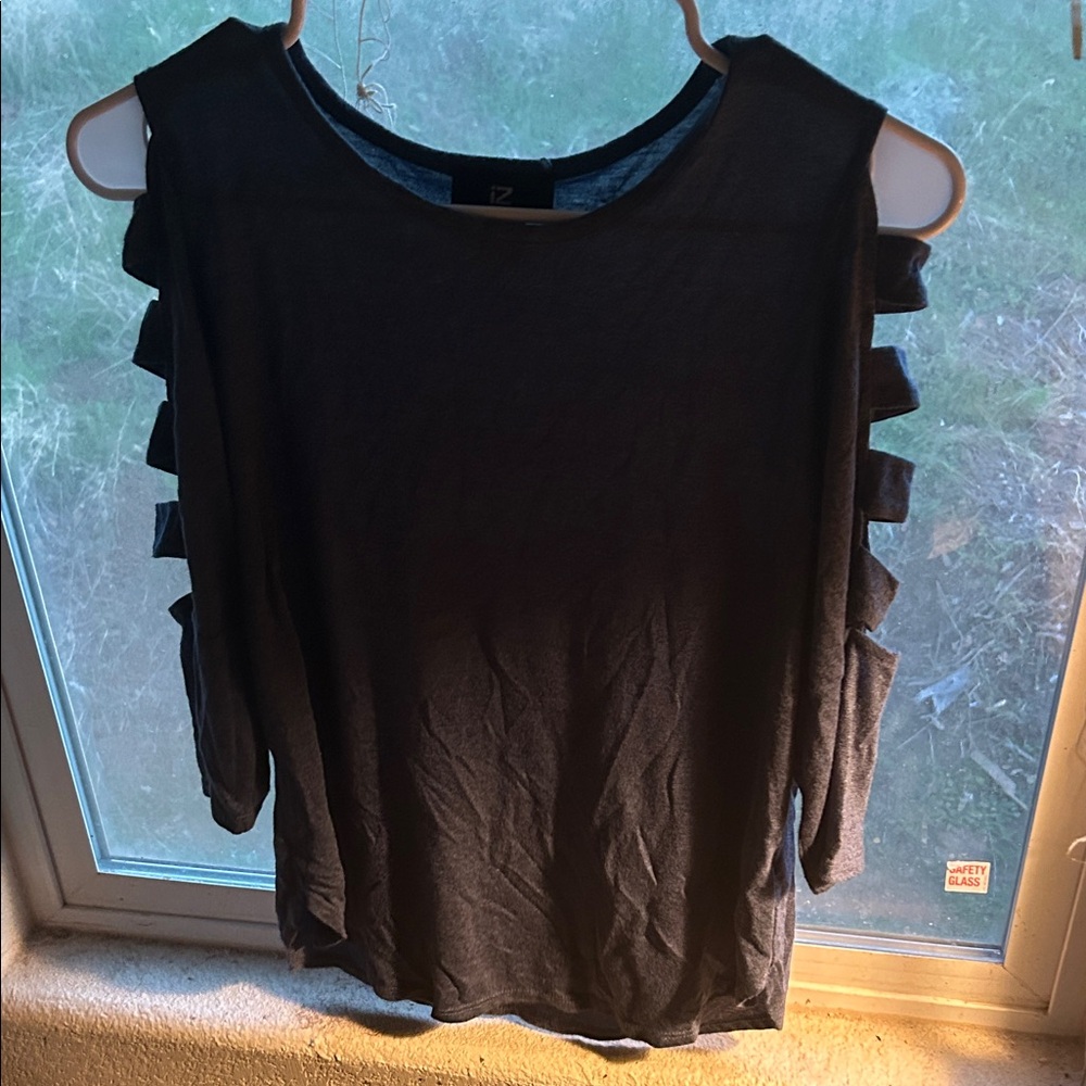Iz Byer Navy Blue Long Sleeve Top with Cut-Out Design